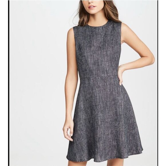 Theory Dart Mini Herringbone Sleeveless Fit & Flare Dress Size 10 - Picture 1 of 8